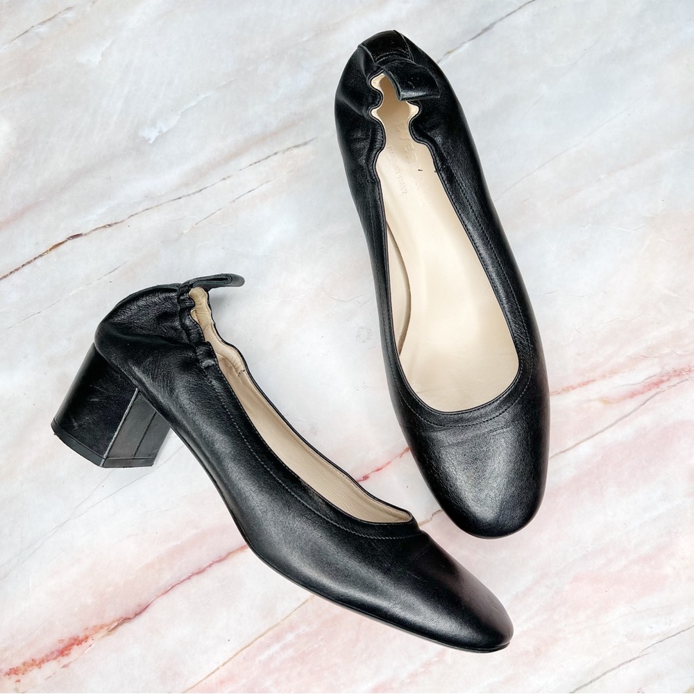 Everlane Day Heel Black Leather Block Heels 9.5